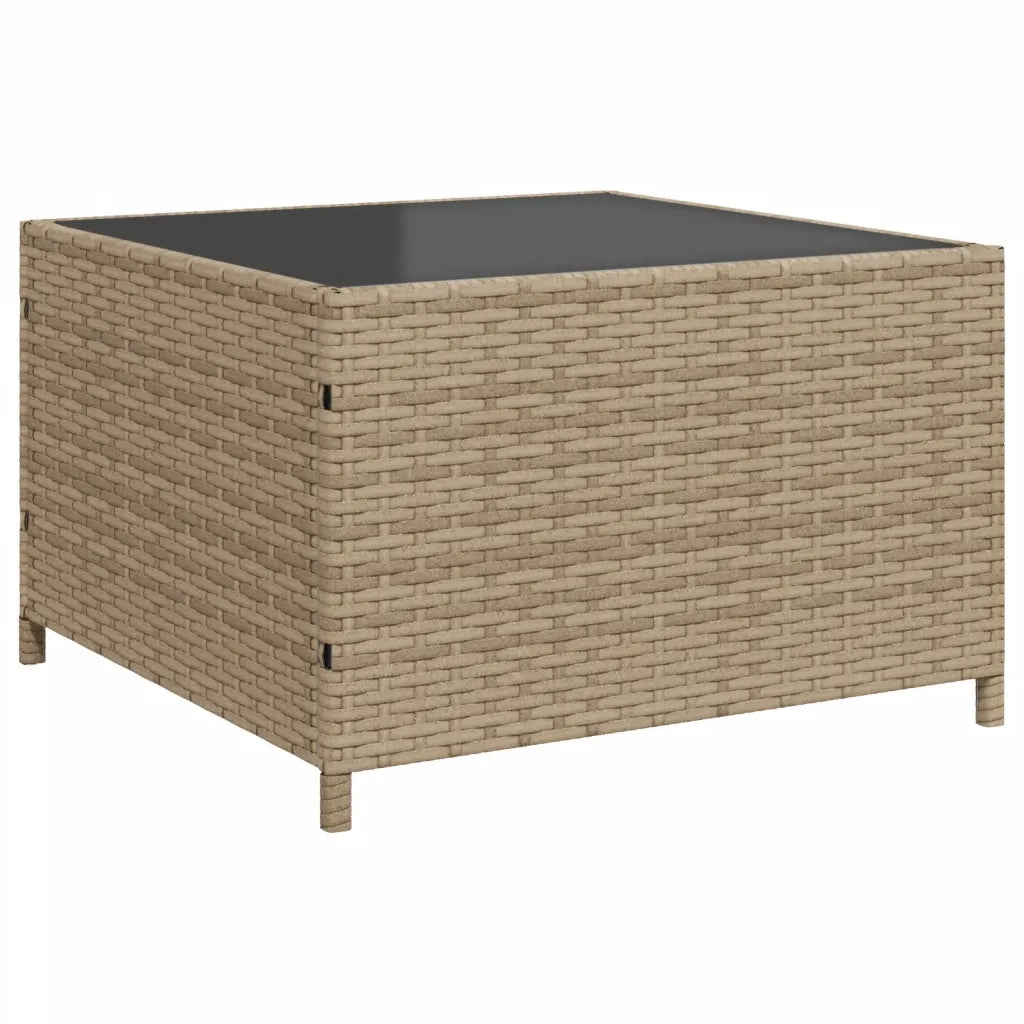 Divano da Giardino con Tavolo e Cuscini a L Beige in Polyrattan 369030