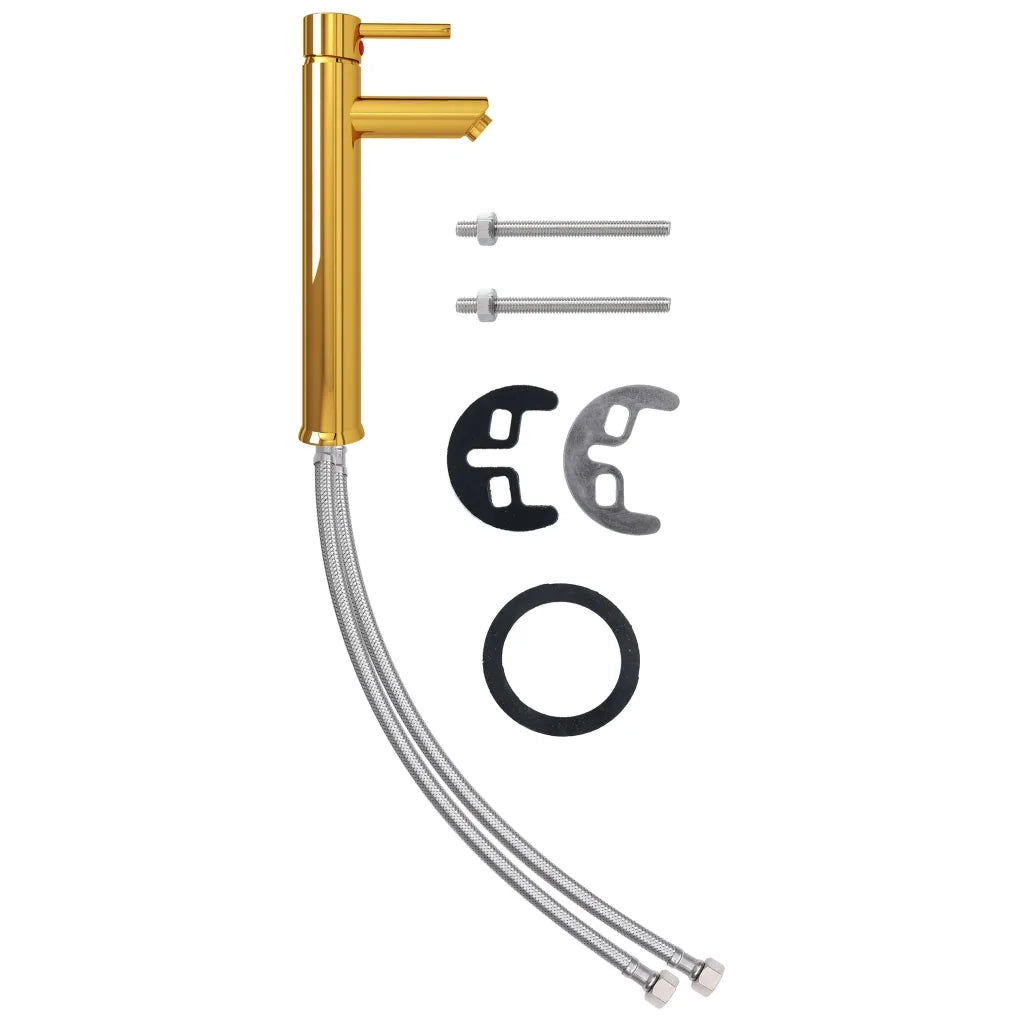 Lavandino con Rubinetto e Piletta-Lavabo-Lavello in Vetro Temperato Satinato 239937