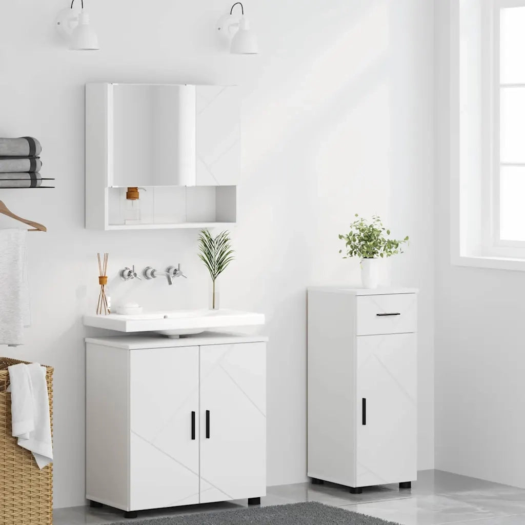 Set di mobili per il bagno con cassetto con porta 3 pcs Bianco 3392953