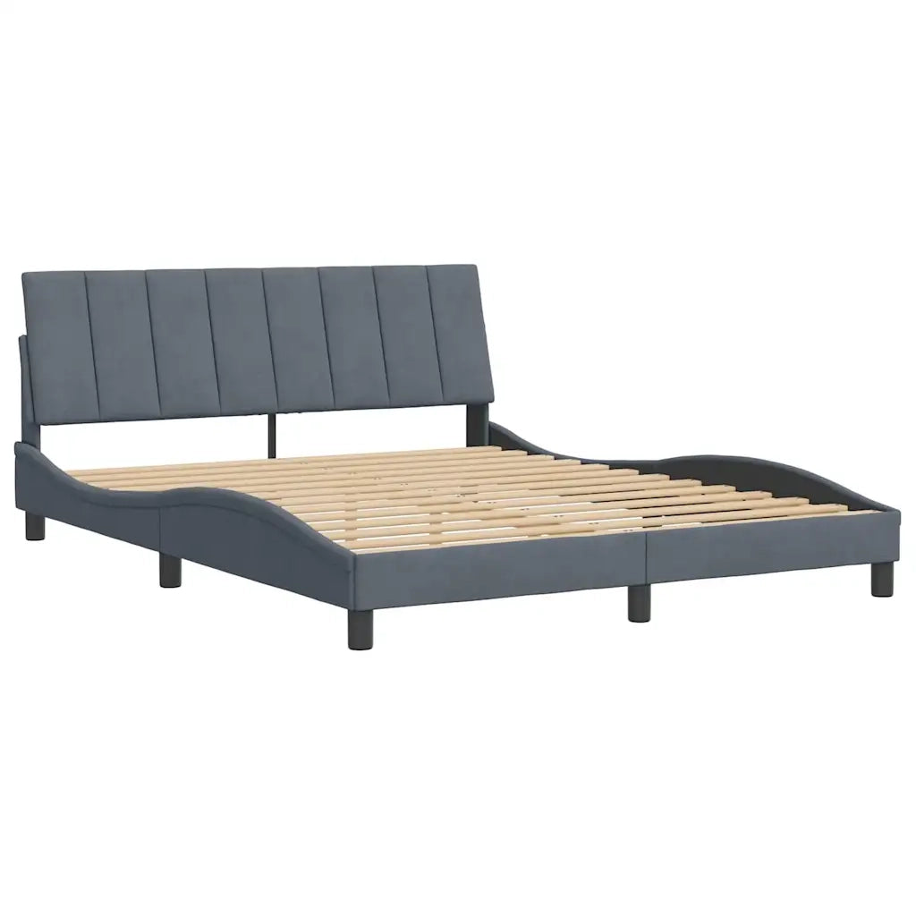 Letto matrimoniale | Letto per adulti | Giroletto senza Materasso Hanko Grigio Scuro 160x200 cm Velluto