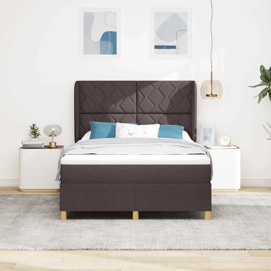 Letto a molle con materasso Marrone Scuro 200 x 160 cm Tessuto 3340826