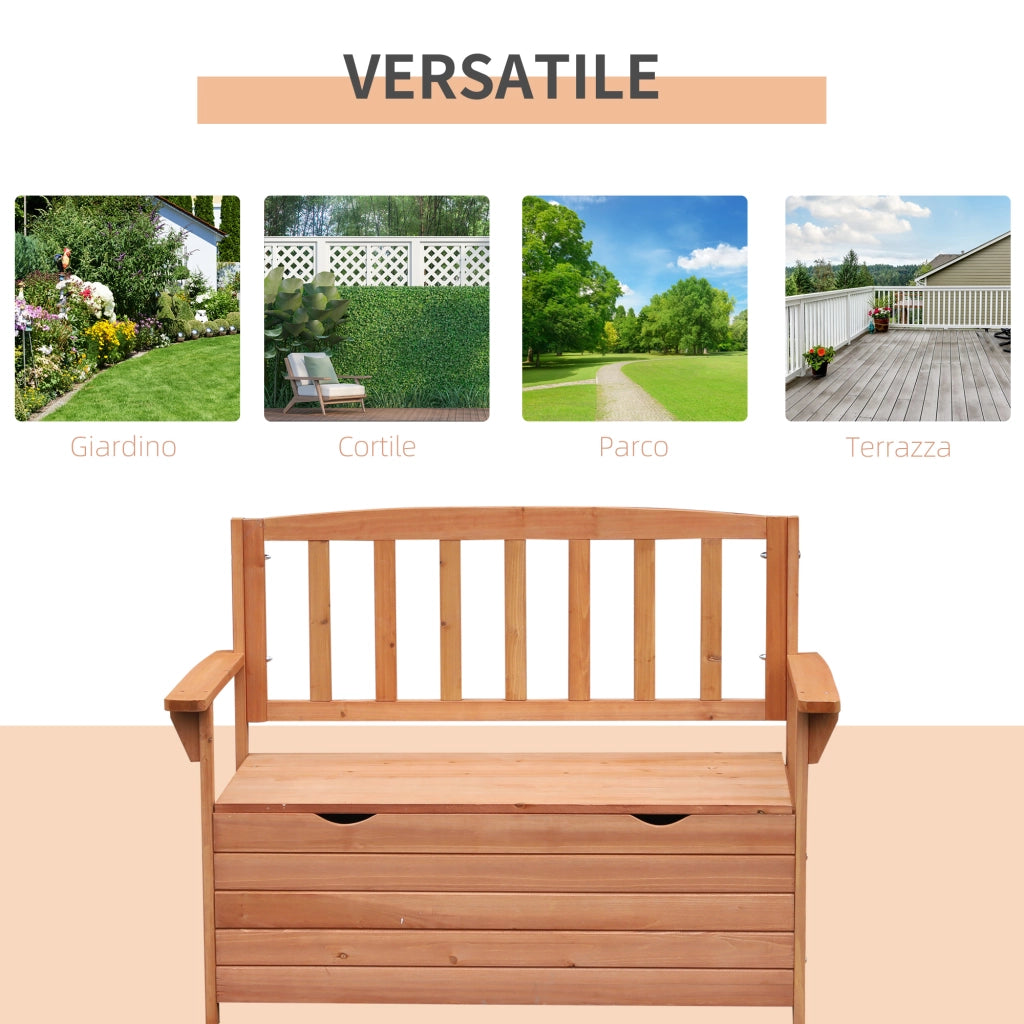 Panchina da Giardino 2 Posti con Vano Contenitore Legno
