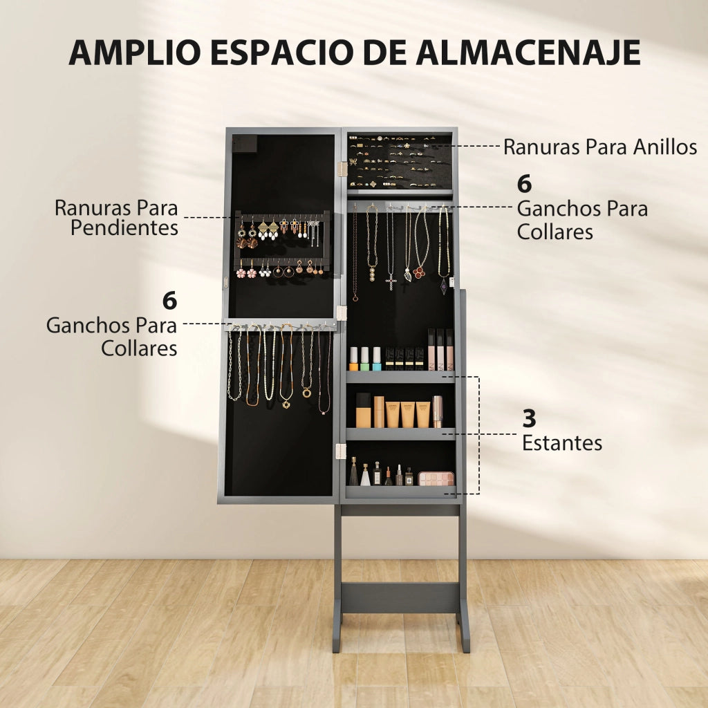 Armadio Specchio con Luci LED per Gioielli ¨C Minimal ¨C Grigio