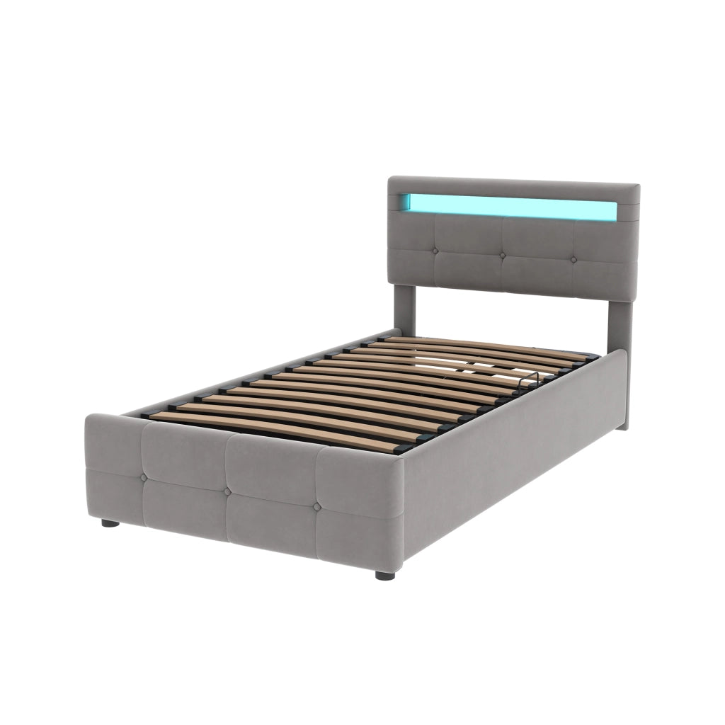 letto imbottito velluto grigio 90 x 200 cm
