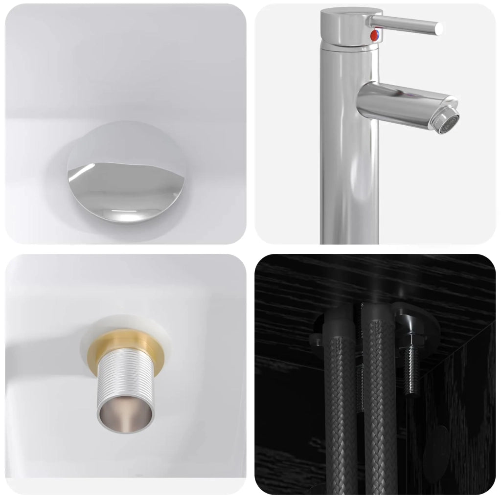 Mobile Lavabo da Parete Rovere Nero 53 x 34,5 x 63 cm 890287