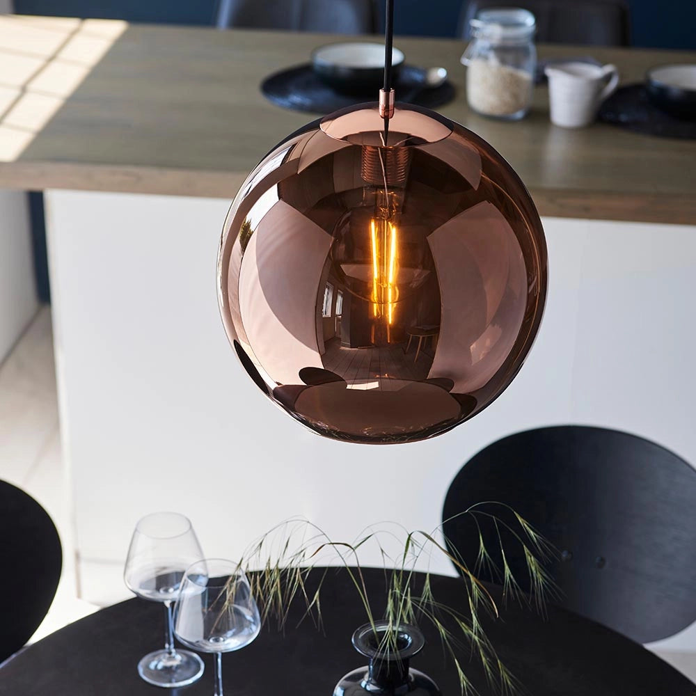 Lampada a sospensione moderna rame sfera vetro E27 Endon BOLI