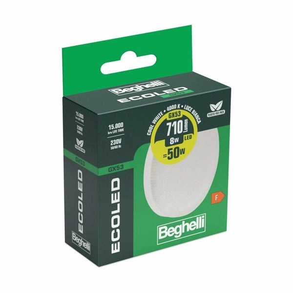 Beghelli LAMPADA LED ECOLED 8W GX53 4000K D.75X28MM