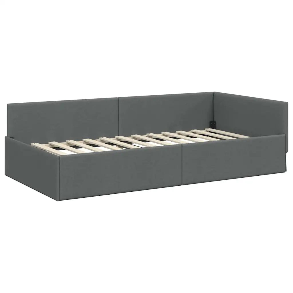 Cornice del letto ad angolo Grigio scuro 80 cm x 200 cm Tessuto 42016028