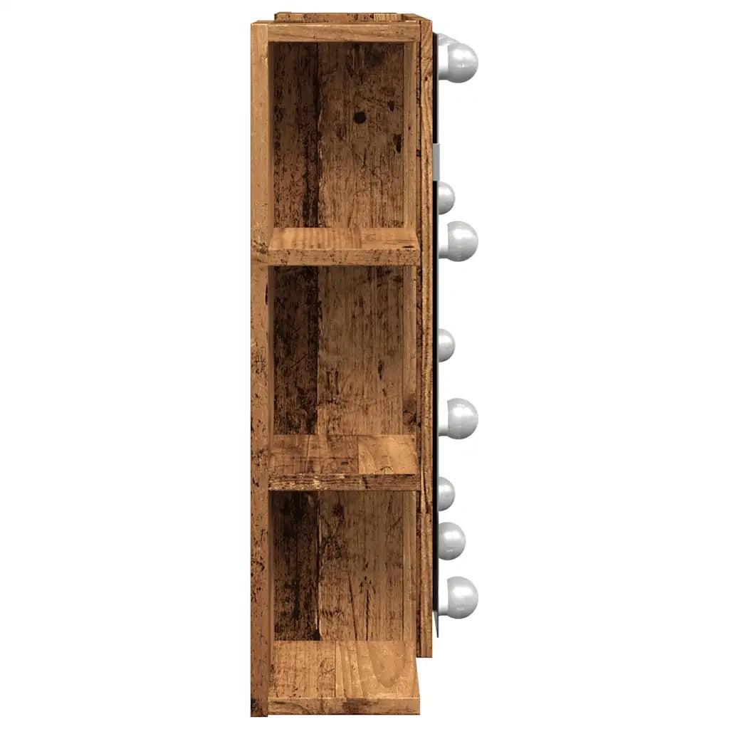 Mobile a Specchio | Armadio da bagno con LED Legno Antico 70x16,5x60 cm