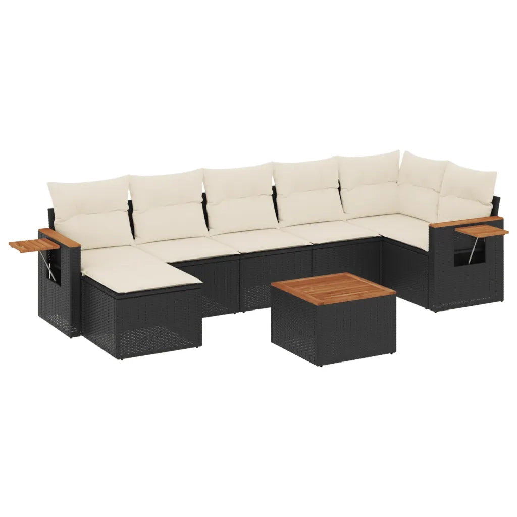 Set Divani da Giardino con Cuscini 8 pz Nero in Polyrattan 3259438