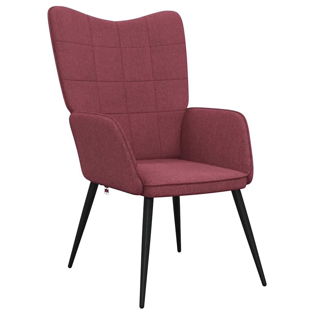 Sedia Relax con Sgabello Rosso Vino in Tessuto 327960