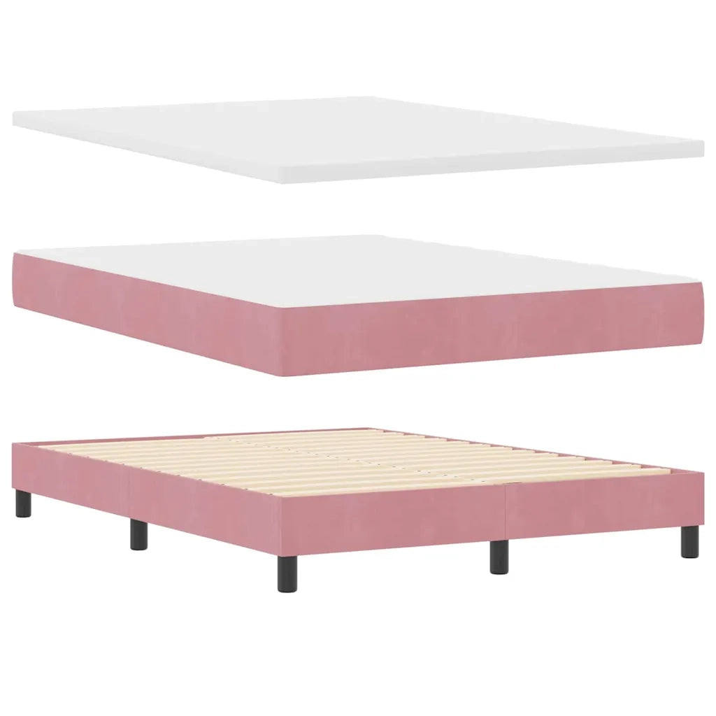 Letto a Sorgente LED con materasso Rosa 160 x 200 cm Velluto