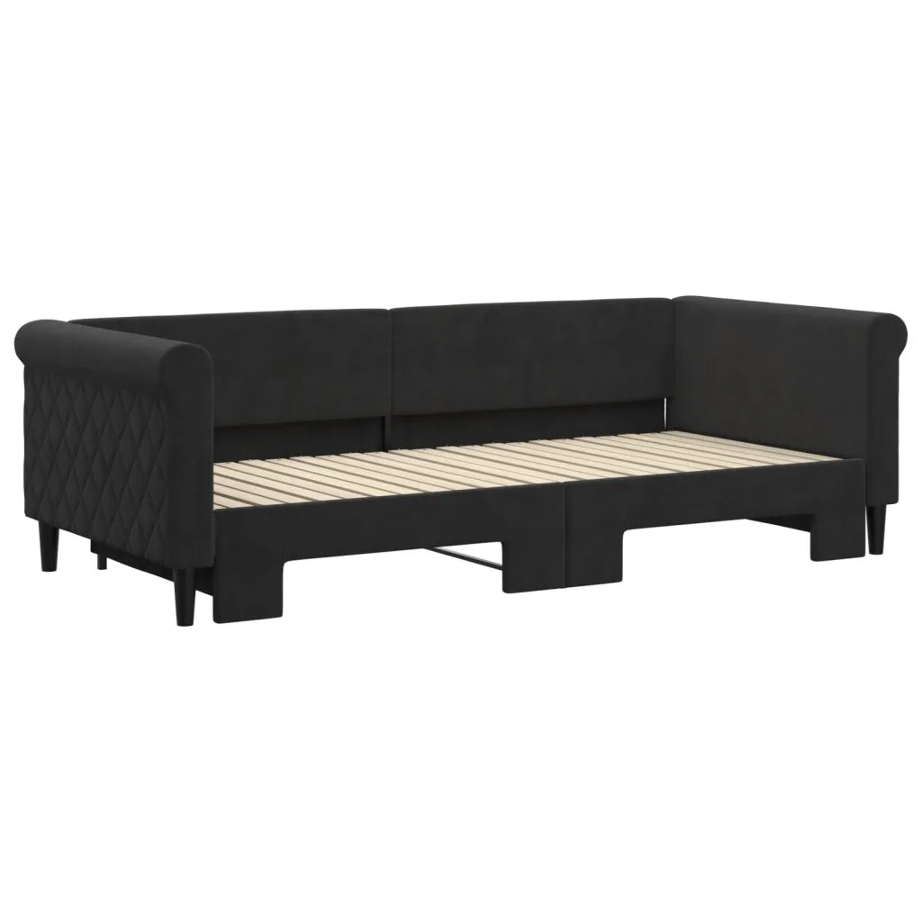 Divano letto | Sof¨¤ letto | Letto singolo Estraibile Nero 90x200 cm in Velluto