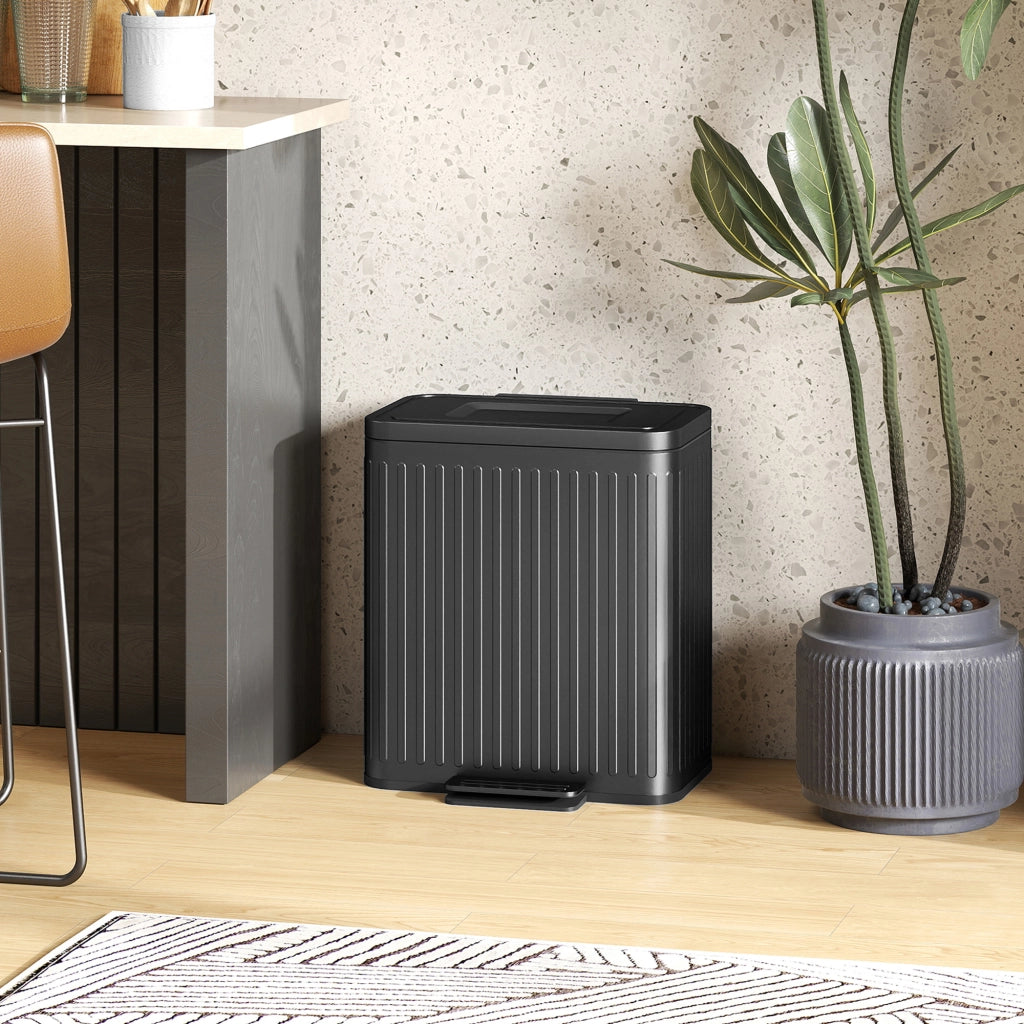 Cestino per la Raccolta Differenziata ¨C Minimal ¨C Plastica, Metallo, Nero