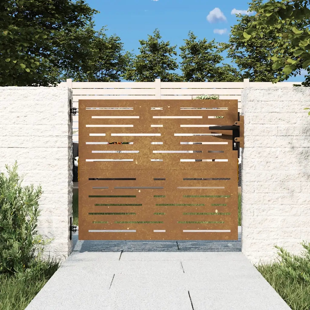 Cancello da giardino 85x75 cm in acciaio Corten design quadrato 153244