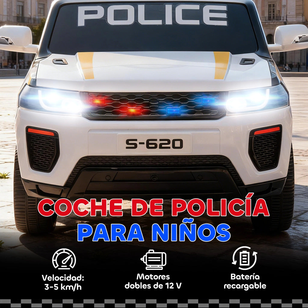 Auto Polizia Elettrica per Bambini ¨C Minimal ¨C Bianco