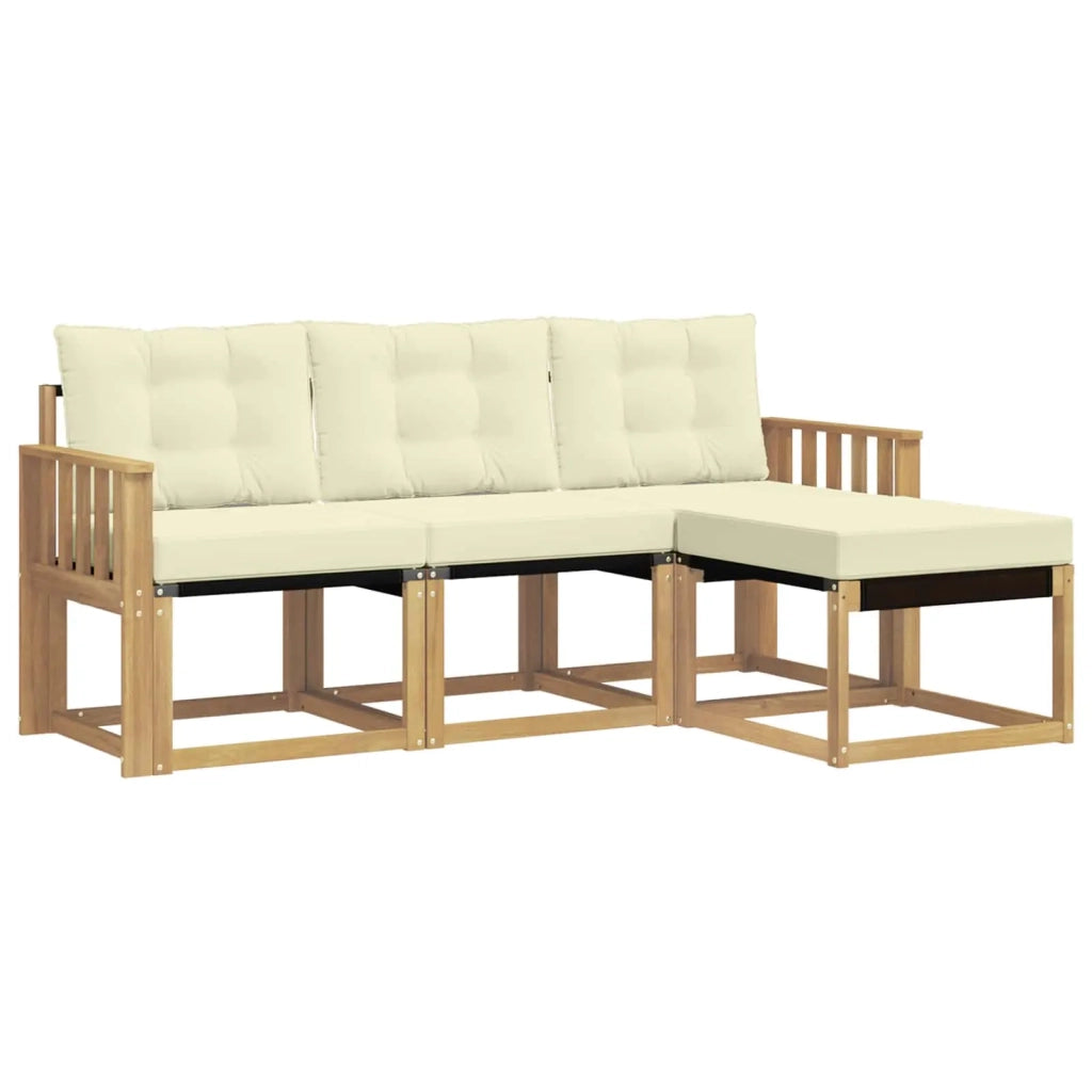 Set di divani da esterno 4 pz Bianco e Crema 3389352