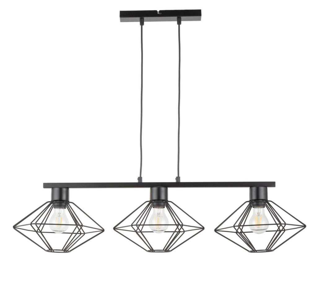 Lampada a sospensione nera industriale 3xE27 Vario Sigma