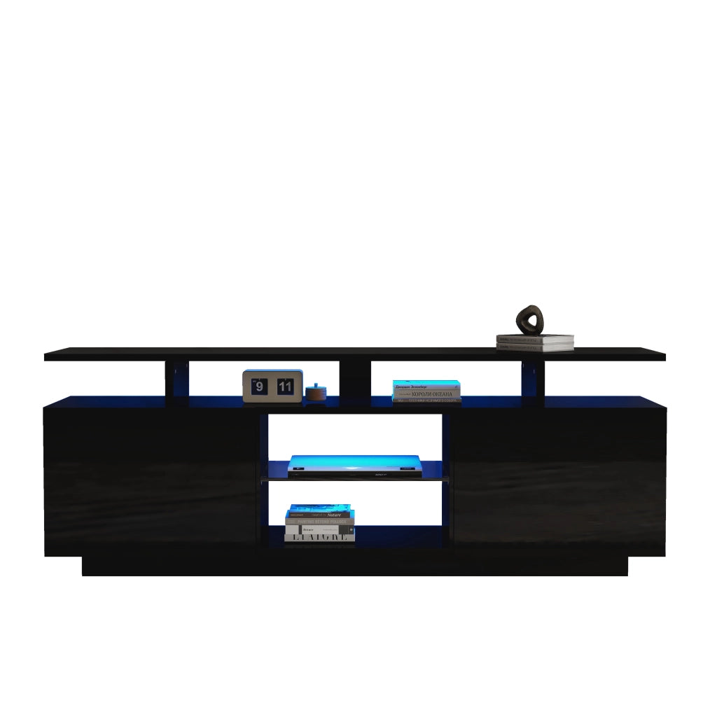 Cassettiera per TV nera in truciolato lunghezza 140 cm