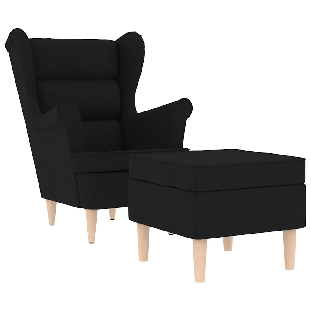 Poltrona con Poggiapiedi Nera in Tessuto 3307991