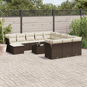 Set Divani da Giardino 13 pz con Cuscini Marrone in Polyrattan 3250482