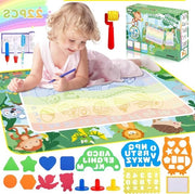 Tavolo di Disegno con Acqua per Bambini 1 2 3 Anni - 120 x 90 cm - Riciclabile con Set di Strumenti da Pittura - Giocattolo Educativo per Ragazzi e Ragazze