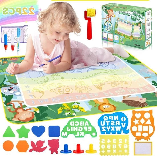Tavolo di Disegno con Acqua per Bambini 1 2 3 Anni - 120 x 90 cm - Riciclabile con Set di Strumenti da Pittura - Giocattolo Educativo per Ragazzi e Ragazze