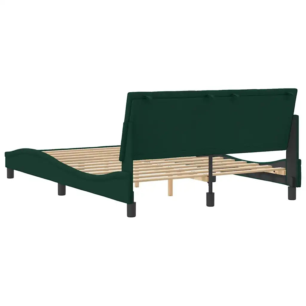 Letto matrimoniale | Letto per adulti | Giroletto senza Materasso Hanko Verde Scuro 140x190 cm in Velluto