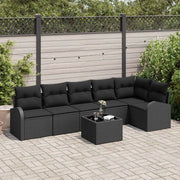 Set Divano da Giardino con cuscino 7 pcs Nero Poly Rattan 3346073