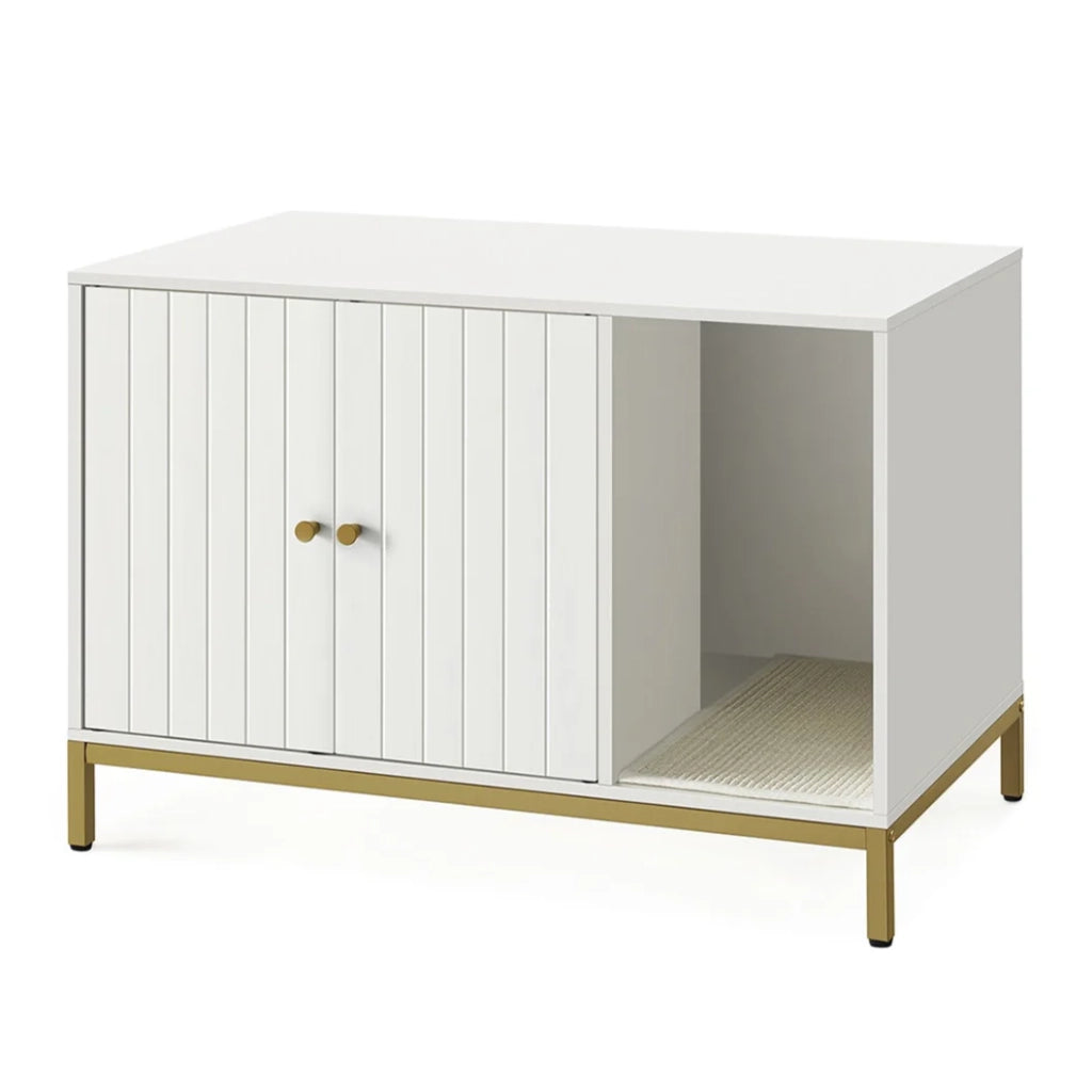 Lettiera per gatti 52 x 50 x 41,9 cm con tappetino tiragraffi gambe alte e tavolino laterale 12_0006339