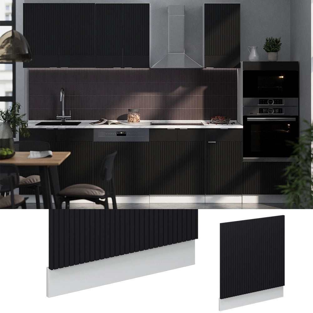Pannello frontale Fame-Line Nero rigato/Bianco 60 cm, PL Marmo Vicco