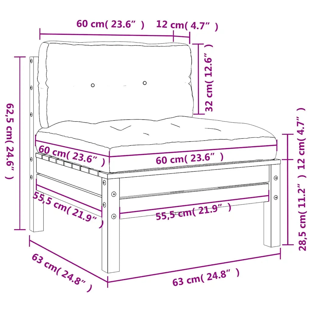 Divano da esterno-Divani Giardino Senza Braccioli con Cuscini 2 pz Legno Douglas 213551