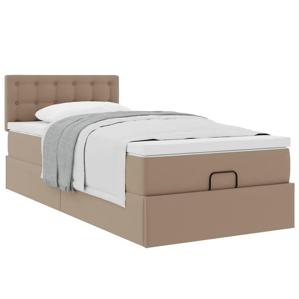Letto Pouf con Materasso Cappucino 100x200 cm Similpelle