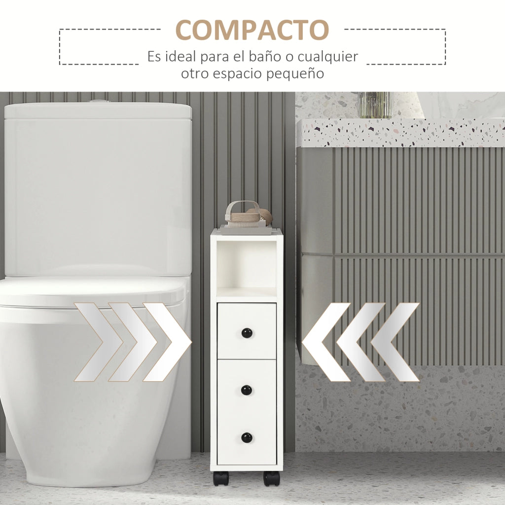 Mobiletto Bagno con Ruote ¨C Minimal ¨C Bianco 18x30x68,5 cm
