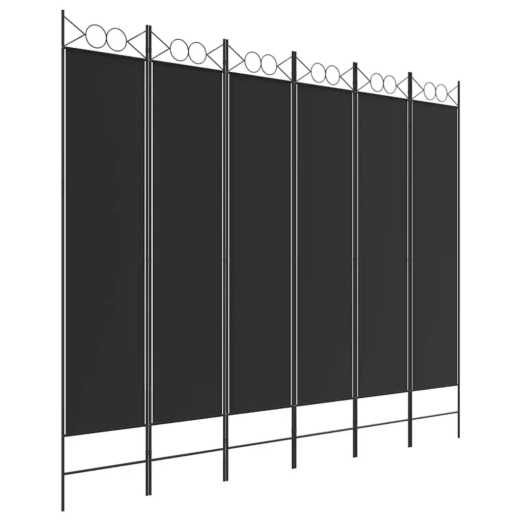 Divisorio Ambienti | Divider per stanze | Paravento a 6 Pannelli Nero 240x200 cm in Tessuto