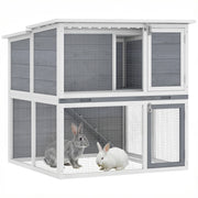 Gabbia per conigli esterna a 2 piani ¨C zephmum ¨C 98x95x102.5cm grigio
