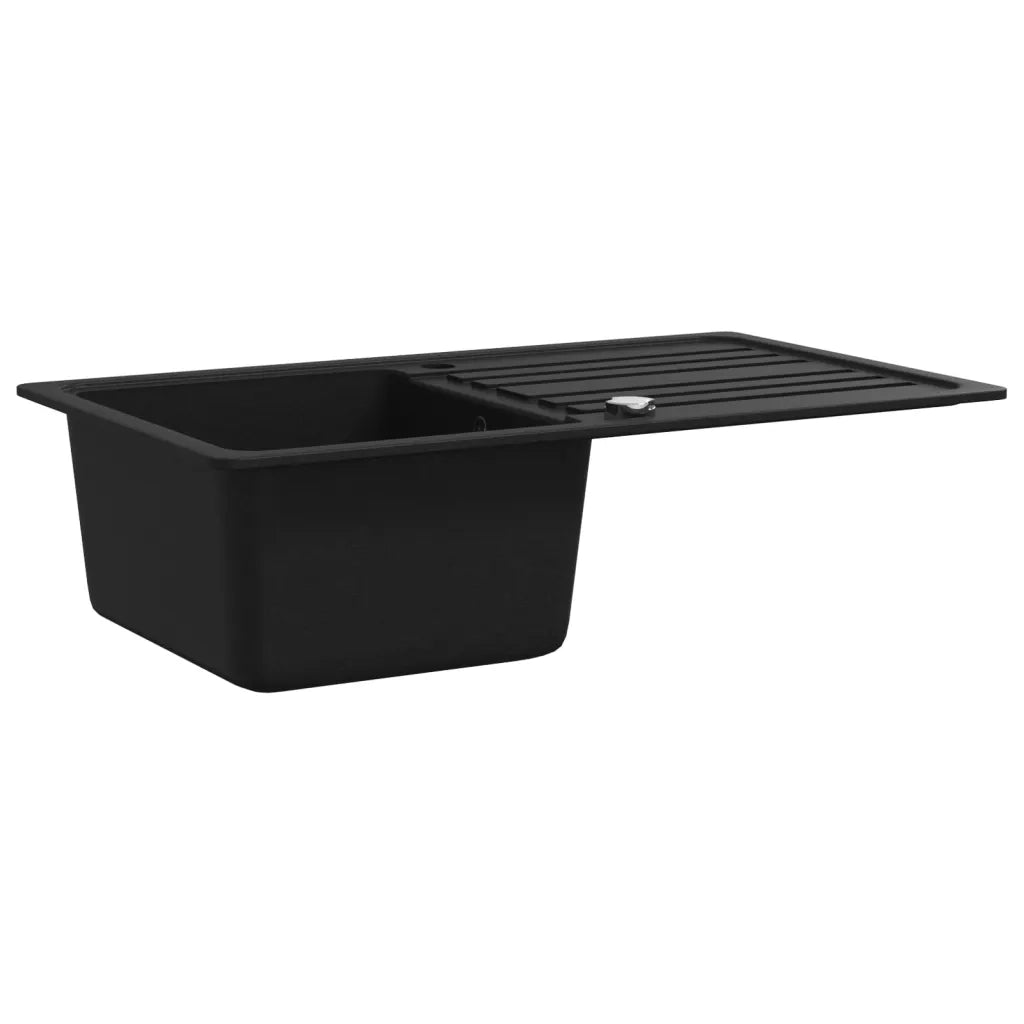 Lavandino Cucina Granito Singolo Scolapiatti Reversibile Nero 141669