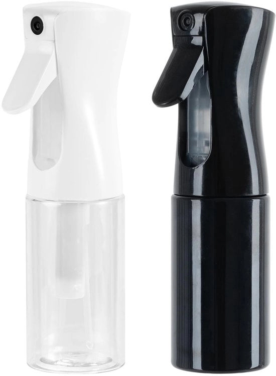 Spruzzatore 200 ml - Ultra Fina Goccia - Continua Opzione di Aspirazione - Progettazione Ergonomica - Confezione da 2 Pezzi - Per Capelli e Piante - Spruzzatore