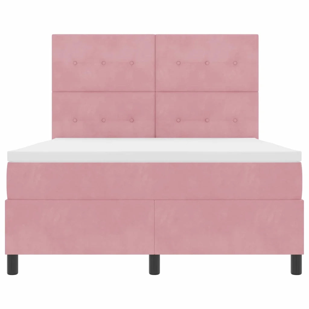 Letto a Sorgente LED con materasso Rosa 140 x 200 cm Velluto 3343321