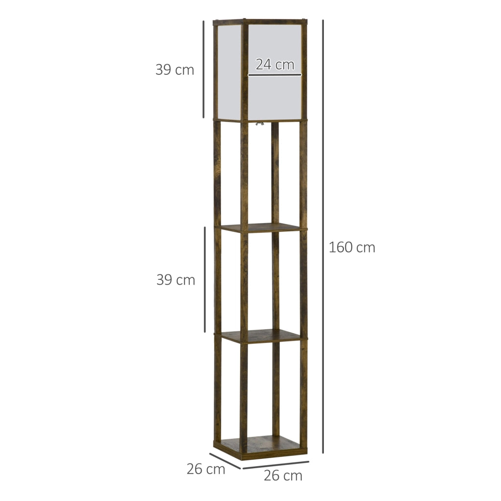 Lampada da Terra con Mensole ¨C Minimal ¨C Legno 26x26x160cm