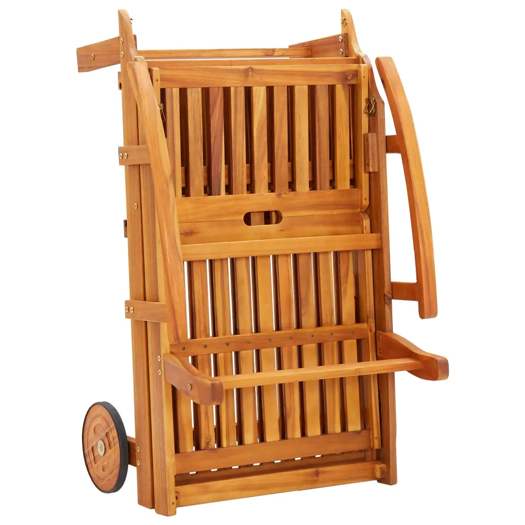 Lettino Prendisole 2pz con Tavolo e Cuscini Massello d'Acacia 3077356