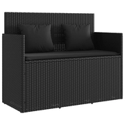 Panchina da Giardino | Panca da Giardino con Cuscini Nera in Polyrattan