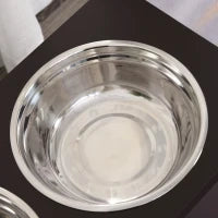 Ciotole Rialzate per Cani Grandi, Supporto Portaciotole in MDF con 2 Ciotole in Acciaio Inox, 60x30x41 cm, Marrone
