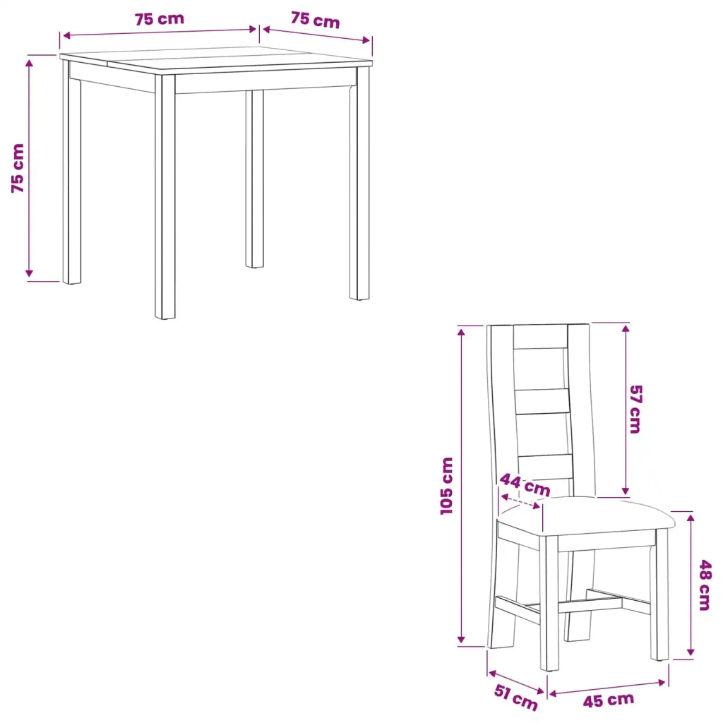 Set da pranzo 3 pz Beige Legno di Quercia Massello 3430212
