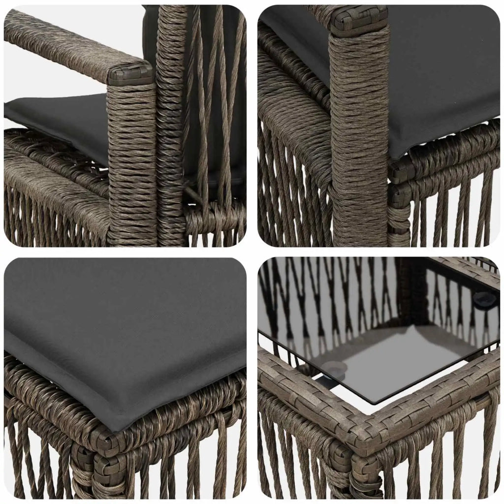 Set Divano da Giardino 9 pz Grigio polyrattan 3435656