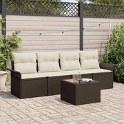 Set di divani con cuscino 5 pcs Marrone polyrattan 3345228