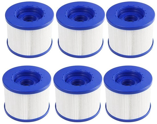 Filtro per piscine 6 pezzi - sostituzione - compatibile con Clever Spa - materiale PET + rivestimento in velluto - diametro esterno 104 mm - altezza 82 mm - schema di filtro