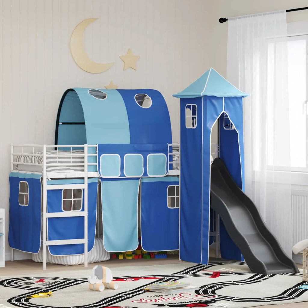 Struttura del letto loft per bambini Bianco e Blu 100 x 190 cm 42020903
