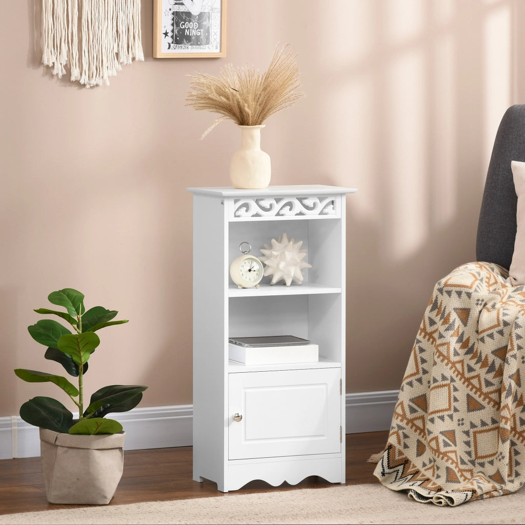 Mobile da Bagno con Armadietto 2 Ripiani ¨C Minimal ¨C MDF Bianco 40x23x80 cm