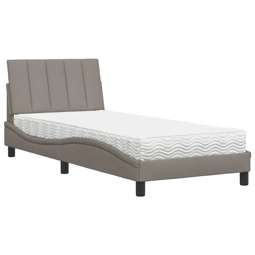 Letto con Materasso Hanko Tortora 90x200 cm in Tessuto 3310507